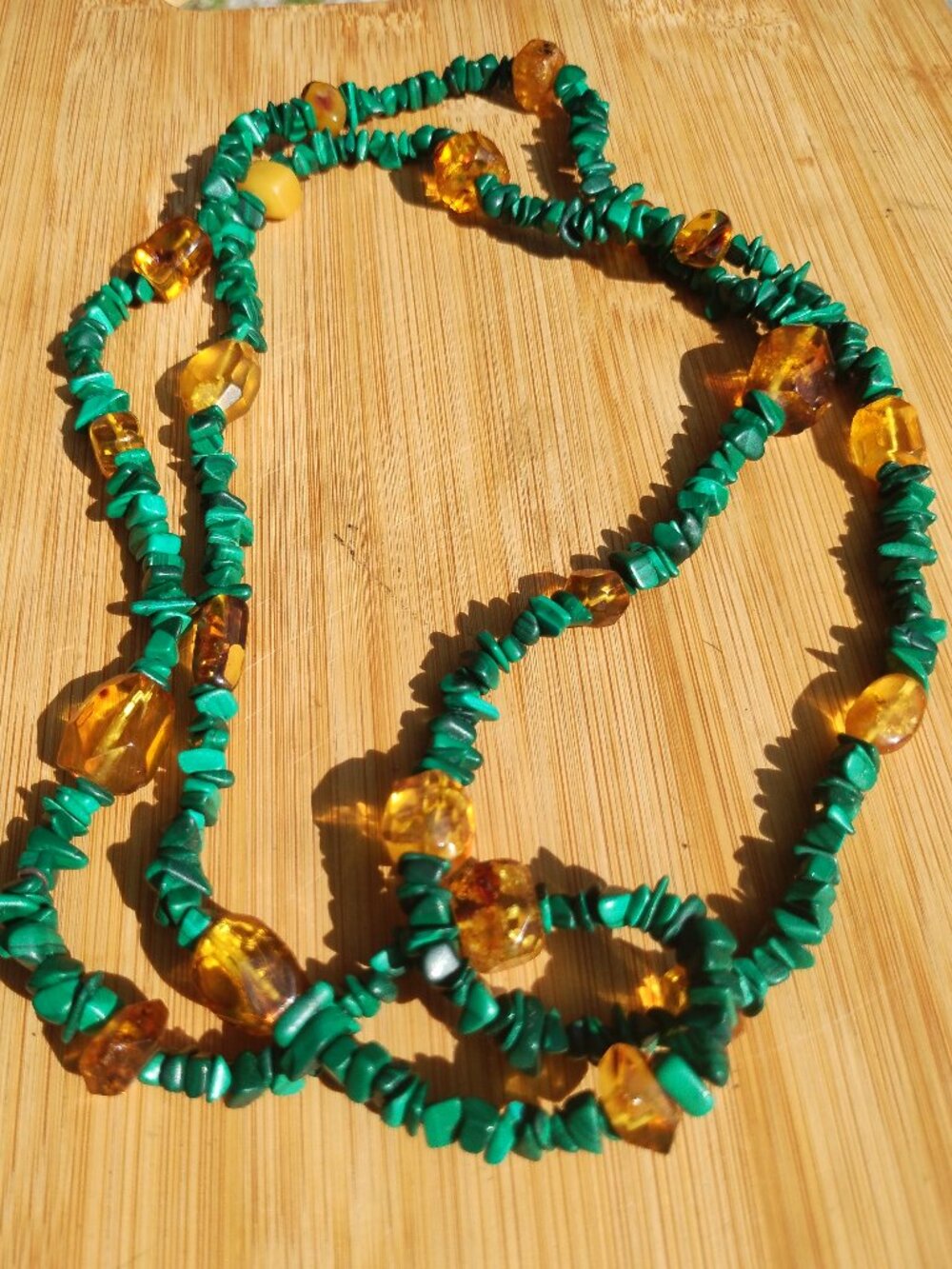 Jay King DTR mine finds Malachite and Amber Long endless Necklace stunning  Elev
